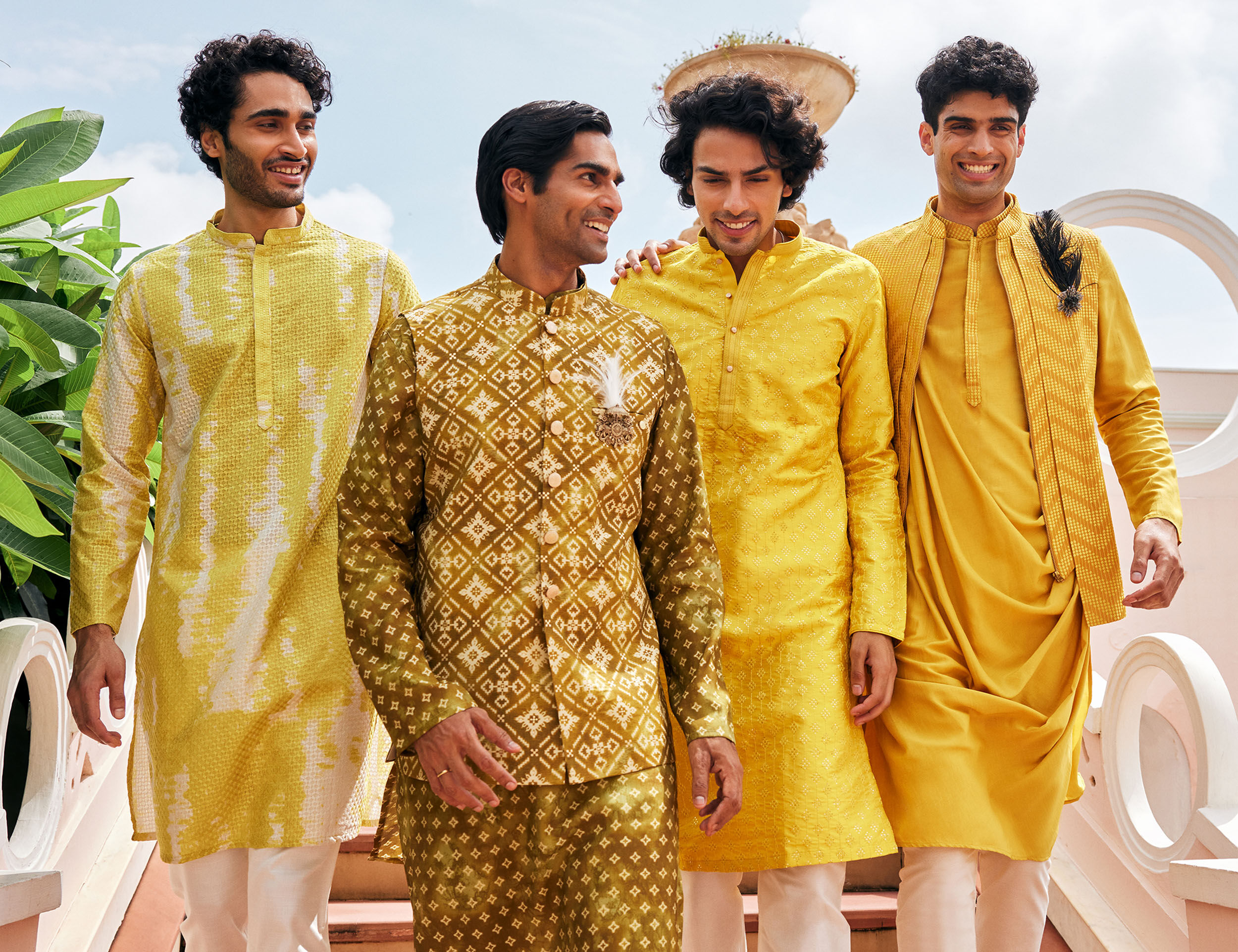 The groom's squad in Manyavar's finest